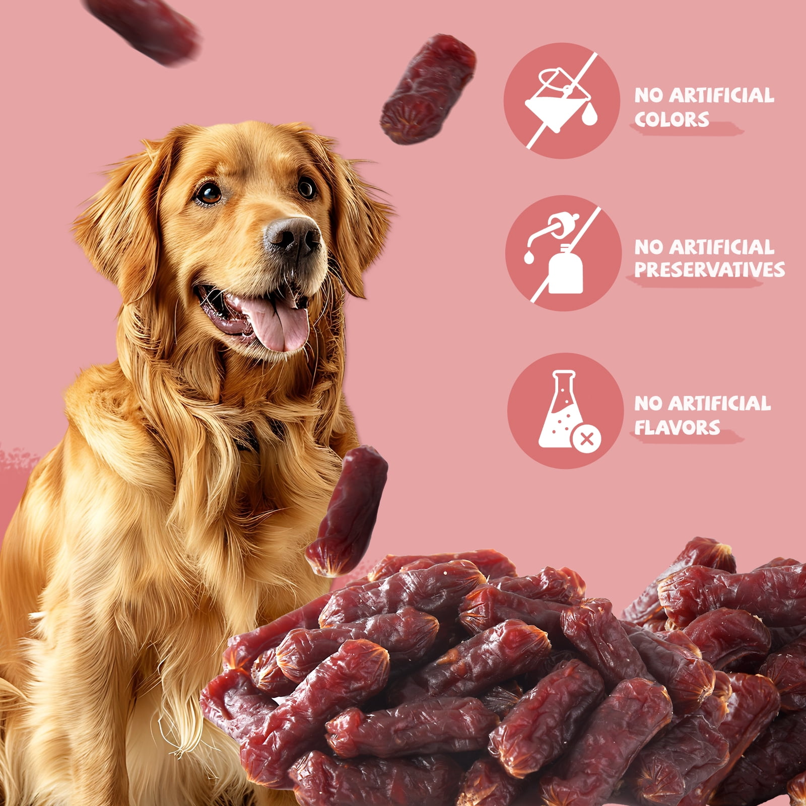 (2 pack) Pawmate Beef Sausage Dog Treats, Soft Low Fat Chewy Snacks for All Dogs, 10.6oz