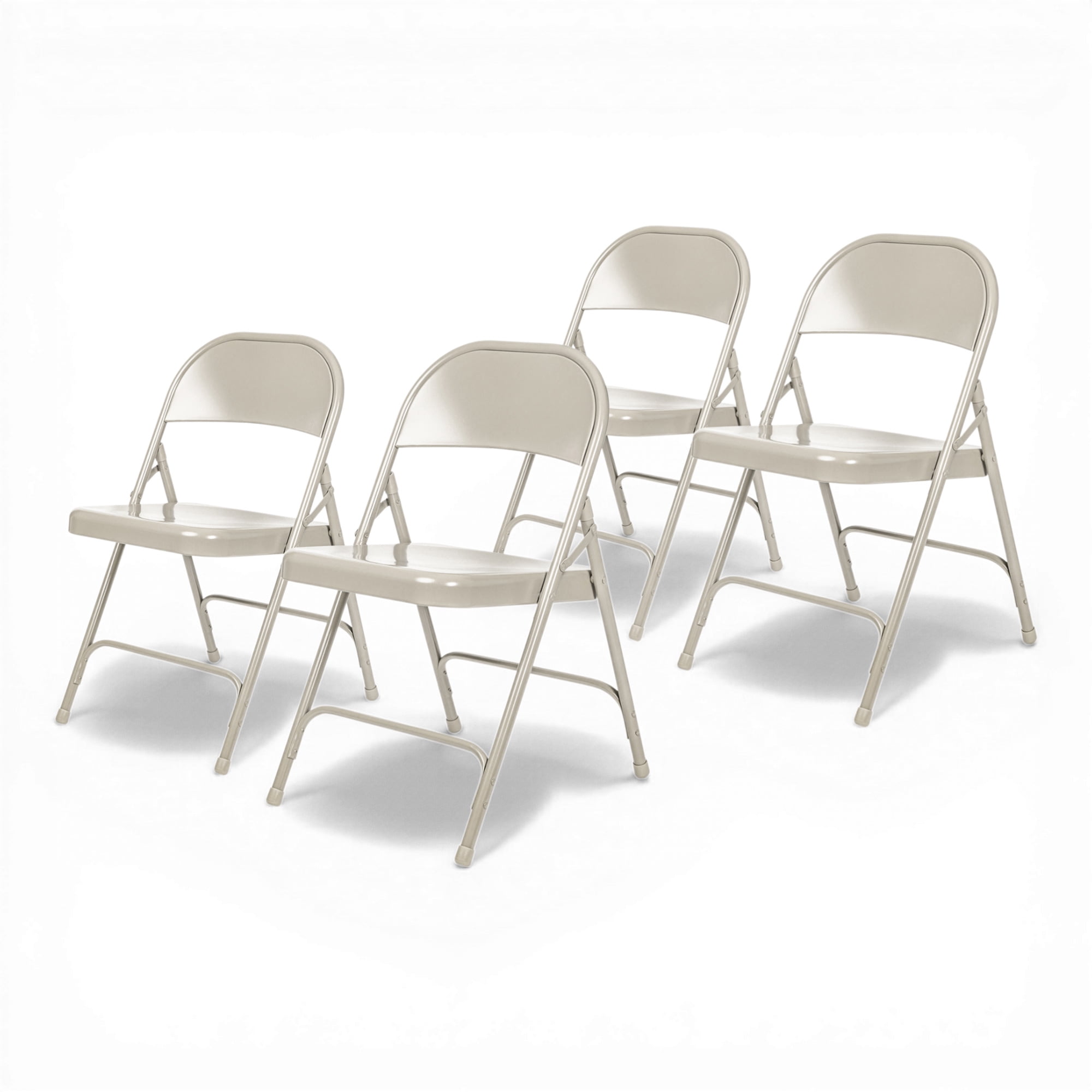 Hampden Furnishings Bernadine Collection Metal Round-Backed Folding Chair, Grey, Pack of 4