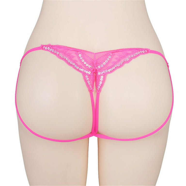 Women G-String Thong Sequin Butterfly Lace Panties Low Waist