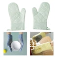 thumbnail image 3 of 2 uds., para horno calientes, guantes anticalor para hornear, almohadil para horno, alfombril de aismiento para microondas, utensilios Verde Soledad guante de cocina, 3 of 10