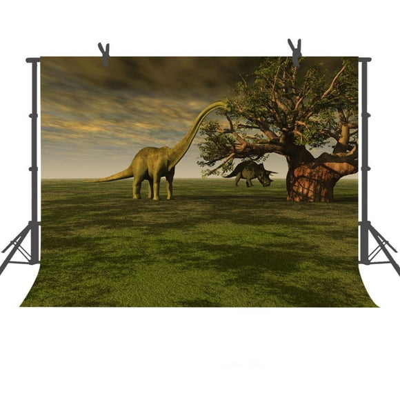 YUSDECOR Background 7x5ft Dinosaurs Photography Backdrop Studio Photo Props Room Mural