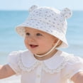 thumbnail image 4 of WUANDIXFA Baby Boy Girl Bear Ears Fisherman Hat Sun Hat Beach Cap Newborn Baby Shower Gift,White,3-12 Months, 4 of 6