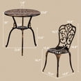 thumbnail image 5 of Ktaxon 3Pcs Patio Bistro Set, Cast Aluminum Outdoor Dining Table with Umbrella Hole and Chairs Set of 2, Rust-Resistant & Umbrella Hole, Use for Indoor Outdoor Garden Balcony (Butterfly, Bronze), 5 of 8