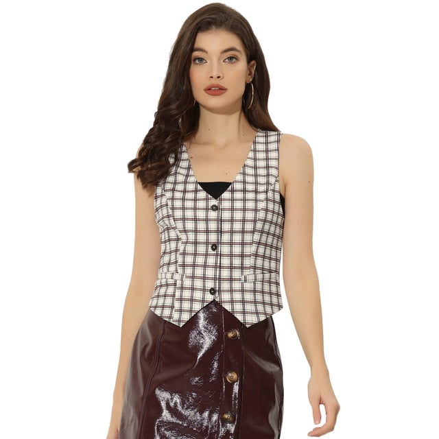 Chaleco para mujer Steampunk Elegante chaqueta sin mangas Chalecos versátiles con espalda cruzada Blanco S