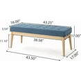 thumbnail image 2 of PetFurnishn Upholstered Long Bench Fabric Button-Tufted Bedroom Bench with Birch Wood Legs Mid-Century Modern Entryway Window Bench with Padded Seat, Blue, 2 of 8