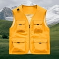 thumbnail image 2 of Mens Lightweight Sai Travel Fishing Vest Photography Outdoor Work Cargo Vest with Muti Pockets Big and Tall Size S-6XL Yellow, 2 of 9
