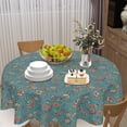 thumbnail image 6 of Boho Floral Tablecloth Round 60 Inch Bohemian Wildflower Teal Blue Decoration Outdoor Table Cloth Farmhouse Vintage Pink Flowe Table Cover for Dining Room Kitchen Holiday Party Picnic Home Decor, 6 of 6