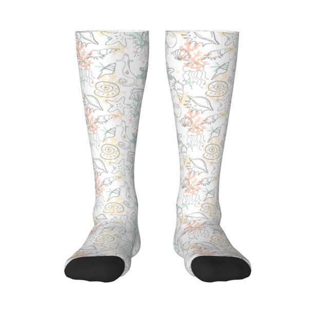 Fotbe Sea Animals Calcetas Divertidas Estampadas para Hombre y Mujer, Calcetas de Algodón hasta la Rodilla para Caminar, Correr, Enfermería y Embarazo