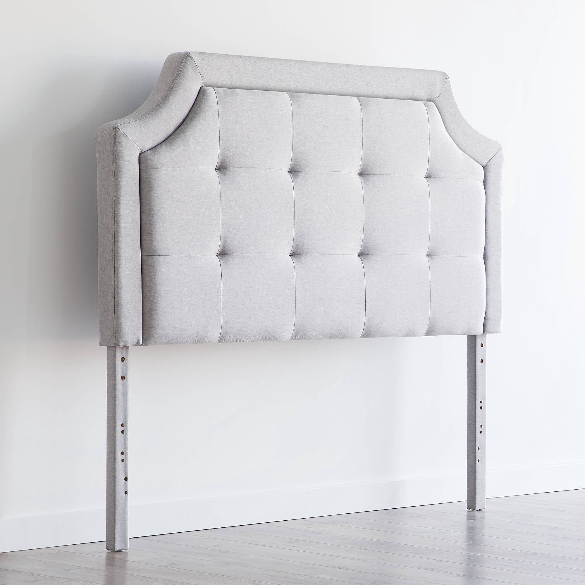 Rest Haven Scallop Edged Upholstered Headboard, King/Cal King, Gray