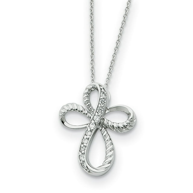 Collier Croix 18 Pouces en Argent Sterling et CZ