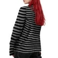 thumbnail image 2 of hirigin Women Vintage Aesthetic Crewneck Sweatshirts Oversized Long Sleeve Mushroom Striped Graphic Sweaters Teen Girls Pullover Tops (Grey, S), 2 of 9