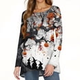 thumbnail image 6 of Halloween Long Sleeve Shirts for Women Funny Halloween Party Bat Crew Neck Loose Party Womens Tunic Tops Trendy Vintage Fall Clothes Wear with Leggings Outfits Gray XXL, 6 of 7