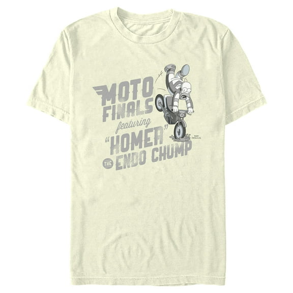 Men's The Simpsons Homer Moto Finals  Graphic Tee Beige Small
