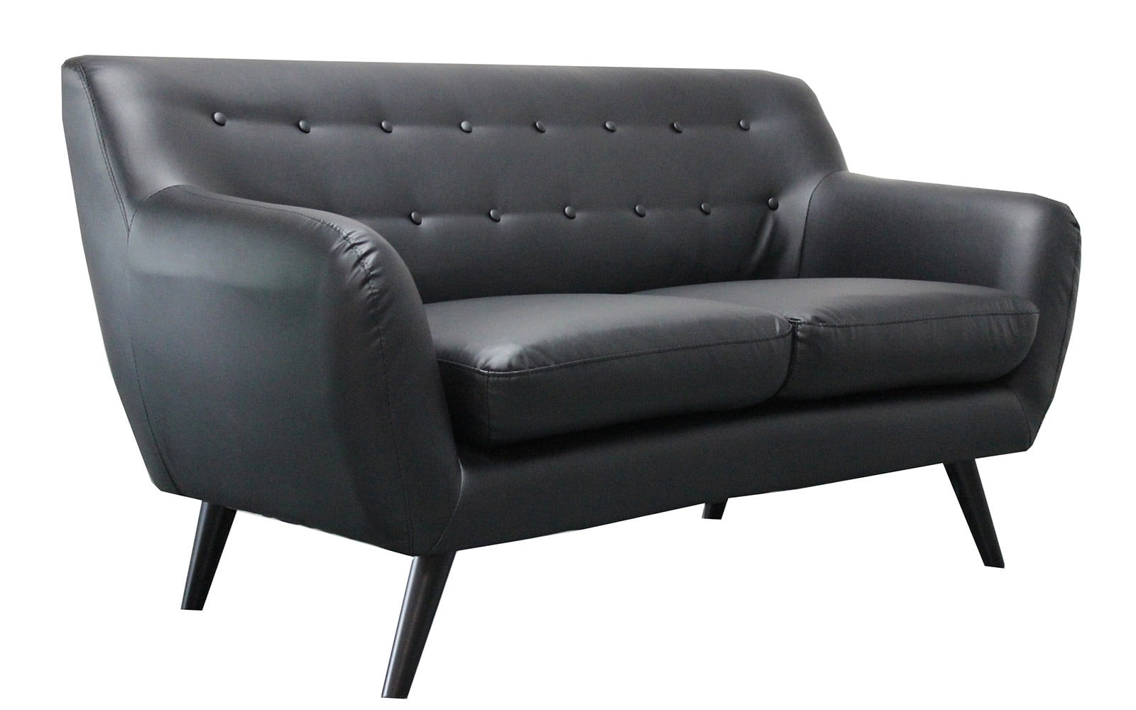Mid Century Modern Tufted Bonded Leather Love Seat