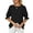 Black, variant on Deago Women's Summer Casual Chiffon Blouse Tops 3/4 Ruffled Sleeve Crew Neck Loose Fit Blouses Shirt (White, L)