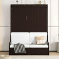 thumbnail image 2 of Queen Size Murphy Bed Wall Bed with Cushion, Cabinet Folding Wall Bed Frame for Teens, Adults, Espresso, 2 of 7