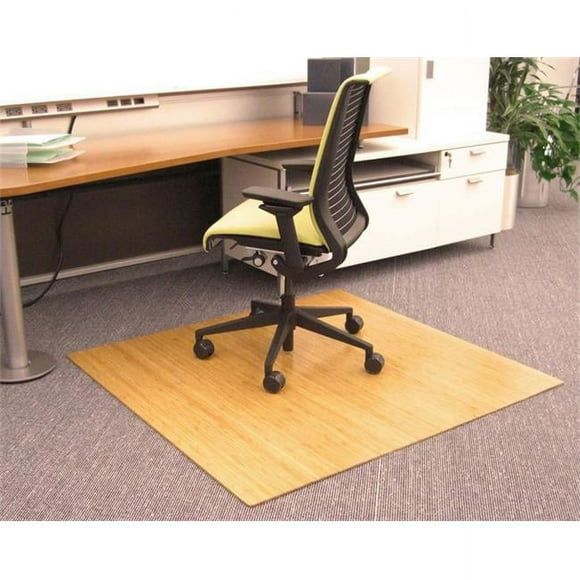 Anji Mountain Bamboo Rug Co. AMB24034 48 Inch x 42 Inch NATURAL Bamboo Roll-Up Chair Mat- no tongue.5mm thick.felt backing