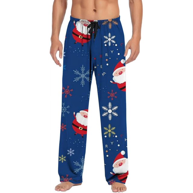 Faty-T Men's Pajama Bottoms Christmas Pattern Sleeping Long Pant Lounge Sleepwear Pants with Drawstring and Pockets