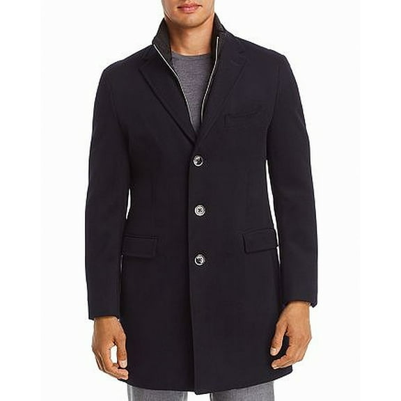 Men's Coat Blue Medium Overcoat Wool Full-Zip $698 M