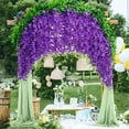 thumbnail image 4 of Artificial Wisteria Hanging Garland Fake Vines Decor Wedding Home Floral Arrangement - Dark Purple Vine for Ceiling Wall Party Decoration(Purple), 4 of 6