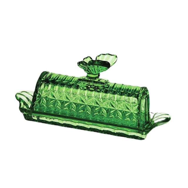 Elodie Glass Butter Dish Display Tray Butter Plate for Restaurant Freezer Household Green