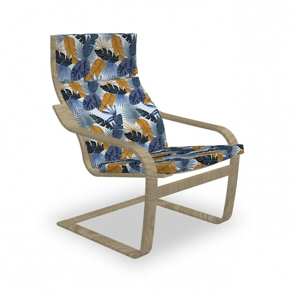 Hawaiian Armchair Pad and Slipcover, Tropical Beach Flora Illustration Aloha Flowers Plantation Forest Elements, 1 Piece Soft Cushion Replacement with Removable Cover, Multicolor, by Ambesonne