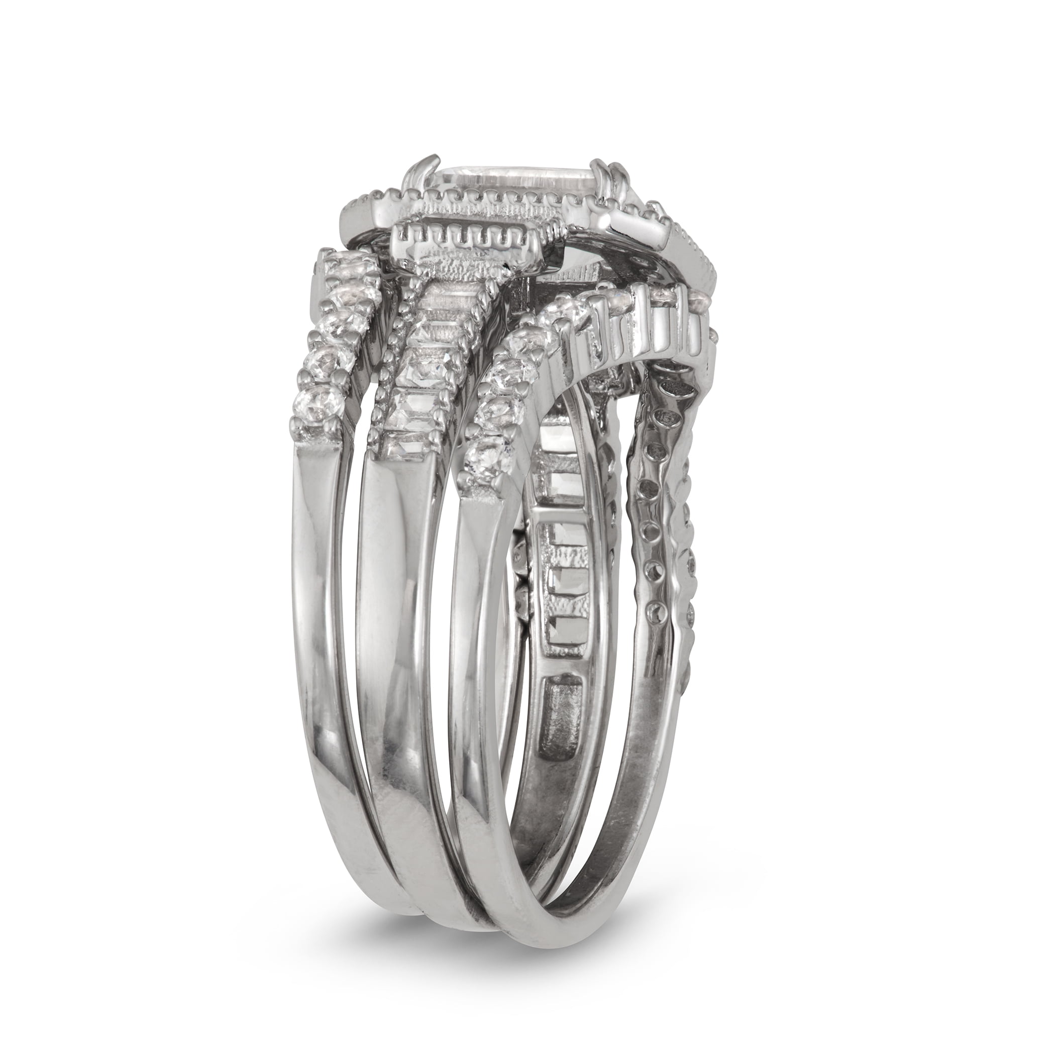 sterling silver created white sapphire ring