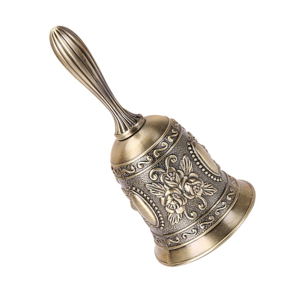 FOLOYORI Hand Held Bell 1Pc Bronze Material for Hotel Reception Dinner Bell 11.8x2.2in
