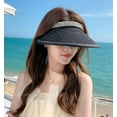 thumbnail image 6 of Visor Hats for Women, Summer Pearl Wide Brim Sun Hat Clip on UPF 50+ UV Protection Caps for Outdoor Sports Travel and Beach, Head Open-top Hat, White, 6 of 8