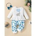 thumbnail image 2 of Kiapeise Baby Girls Outfits Elephant Long Sleeve Romper Tops + Pants + Headbands, 2 of 8