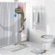 thumbnail image 2 of Cortina de ducha 3D con diseño de dinosaurios para baño, con 12 ganchos, color blanco, resistente al agua y al moho, para baño, 180 x 180 cm, 2 of 5