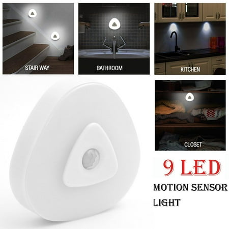 

9LED Wireless PIR Motion Sensor Battery Powered Night Light Wall Cabinet Lamp HOME!2866