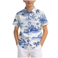 thumbnail image 6 of Ulanda Boys Hawaiian Shirt Short Sleeve Button Down Shirt Casual Floral Tropical Beach Shirts 6-14 Years (Navy, 14-15 Years), 6 of 7