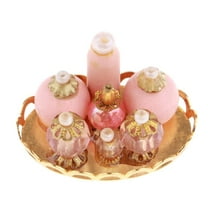 Dollhouse Miniature 1:12 Toy Bathroom Accessories Pink Perfume Bottles Set with