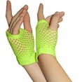 thumbnail image 2 of MIASHUI Mesh Short Fingerless Gloves, Punk Rock Party Dance Gloves for Women and Men, Evening Performance Accessories Yellow, 2 of 3