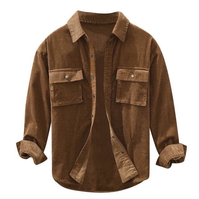 XDZJLR Men Shirt Spring And Winter Cargo Loose Pocket Coat Shirts for Men