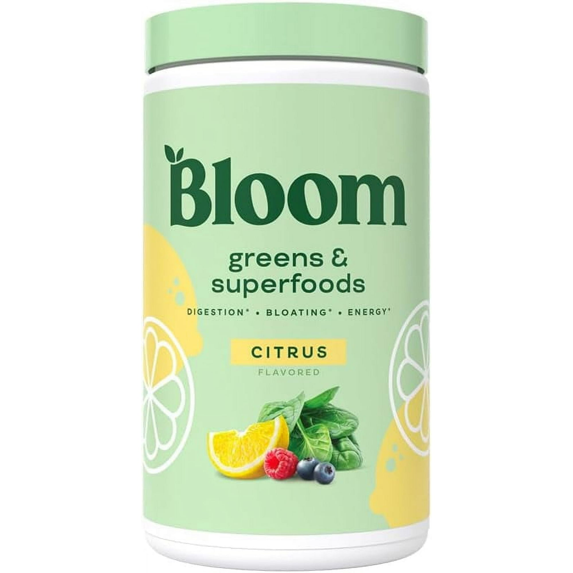 Bloom Nutrition Greens & Superfoods Powder, for Digestive Health, Citrus, 60 Servings