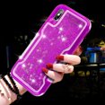 thumbnail image 6 of FIEWESEY Case for iPhone X,3 in1 Layers Hybrid Liquid Heart Shaped Glitter Flowing Quicksand case Clear Soft Shockproof TPU Slim Protective Cover for iPhone X/XS(Purple), 6 of 6