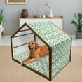 thumbnail image 2 of Hawaii Pet House, Botany Inspired Traditional Luau Party Funky Polynesian Culture, Outdoor & Indoor Portable Dog Kennel with Pillow and Cover, 5 Sizes, Jade Green Marigold, by Ambesonne, 2 of 4