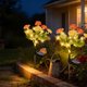 thumbnail image 5 of 7-Head Solar Faux Flower Lights Waterproof LED Artificial Flower Garden Decor Solar Stake Lights for Pathways Lawns Patio Yard Auto off on Landscapes Lighting, 5 of 6