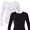 Vivid White/Black Sootv, variant on Ribbed Crewneck Tee with Long Sleeves, 1 or 2-Pack, Women's & Women's Plus XXS-XXL