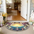 thumbnail image 6 of Rijanmt Easter Cute Bunny Flower Absorbent Nonslip Rug, Rabbit Spring Vibrant Semicircle Doormat, Non Slip Rug, Half Moon Durable Floor Carpet for Bathroom Kitchen Patio Laundry Home Decor C, 6 of 6