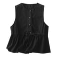 thumbnail image 2 of Lixiuxyad Cotton Vest Jacket Women's New Loose Fitting Slimming And Age Reducing Round Neck Ruffled Edge Design Sense Top Trendy Flowy,Black L, 2 of 4