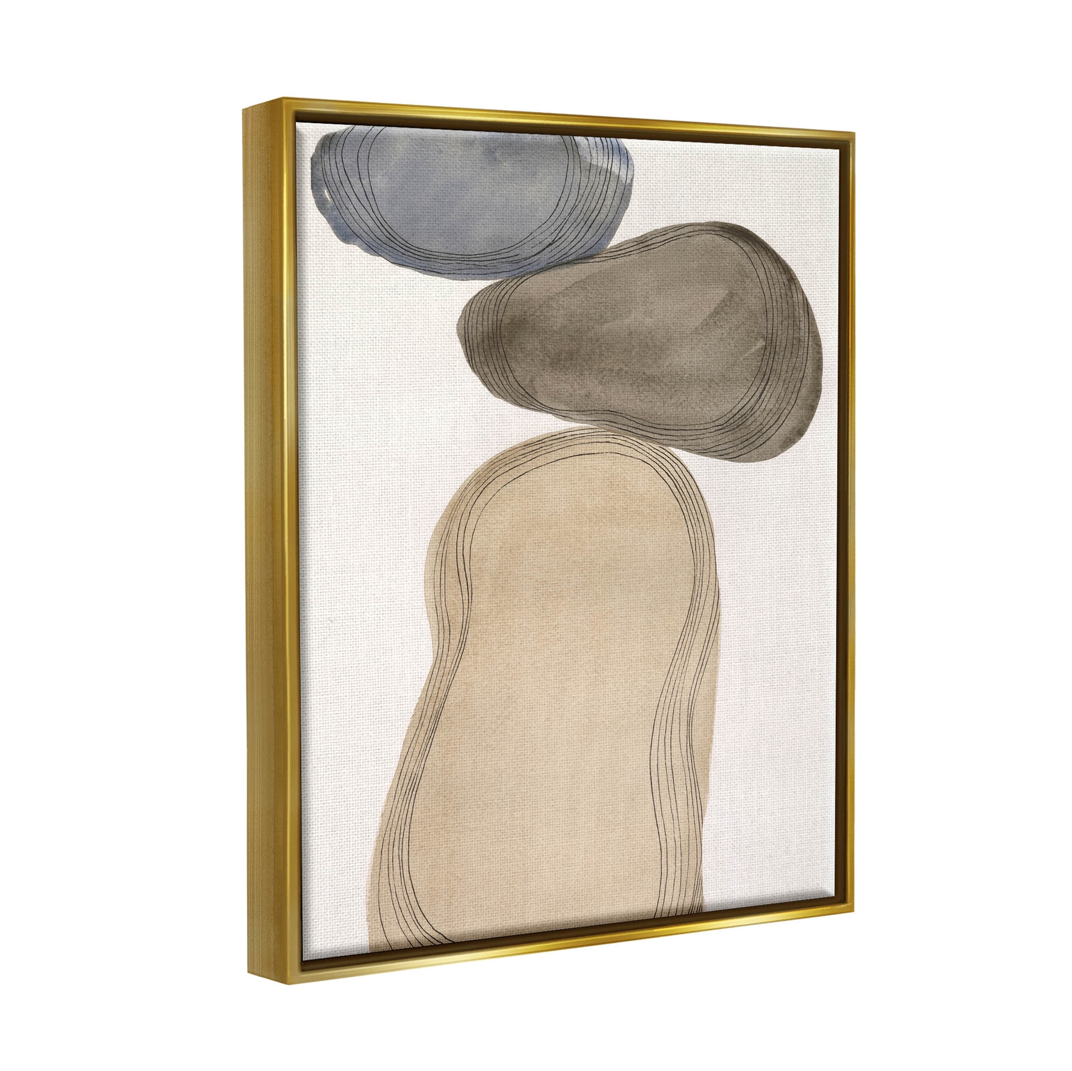 Stupell Industries Contemporary Circular Shapes Arrangement Graphic Art Metallic Gold Floating Framed Canvas Print Wall Art, Design by Laura Marr