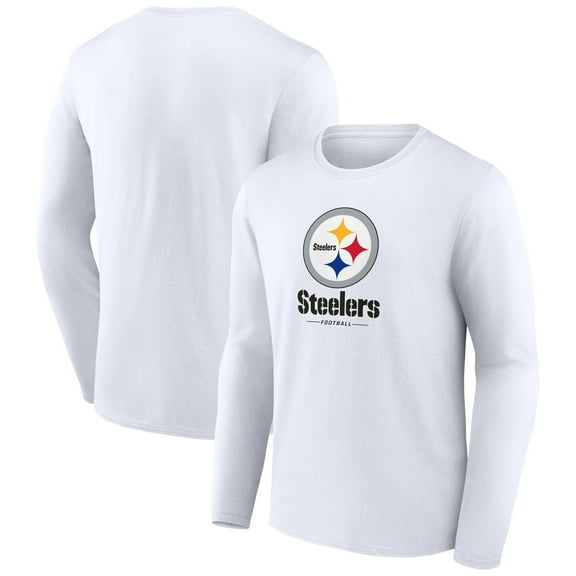 Men's White Pittsburgh Steelers Logo Team Lockup Long Sleeve T-Shirt