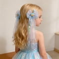 thumbnail image 6 of Wuxian Toddler Girls Ribbon Headband Colorful Cute Bow Hair Clips Princess Hair Barrettes Sparkly Pearl Sequins Clips Hair Accessories Hairpins Party Wedding Birthday Headwear,Sky Blue,3-16 Years, 6 of 6