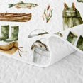 thumbnail image 5 of Manfei Watercolor Fishing Quilt Full, Outdoor Adventure Full Bedspread Sets, Cream Khaki, 3pcs, 1 Coverlet and 2 Pillowcases, 5 of 7