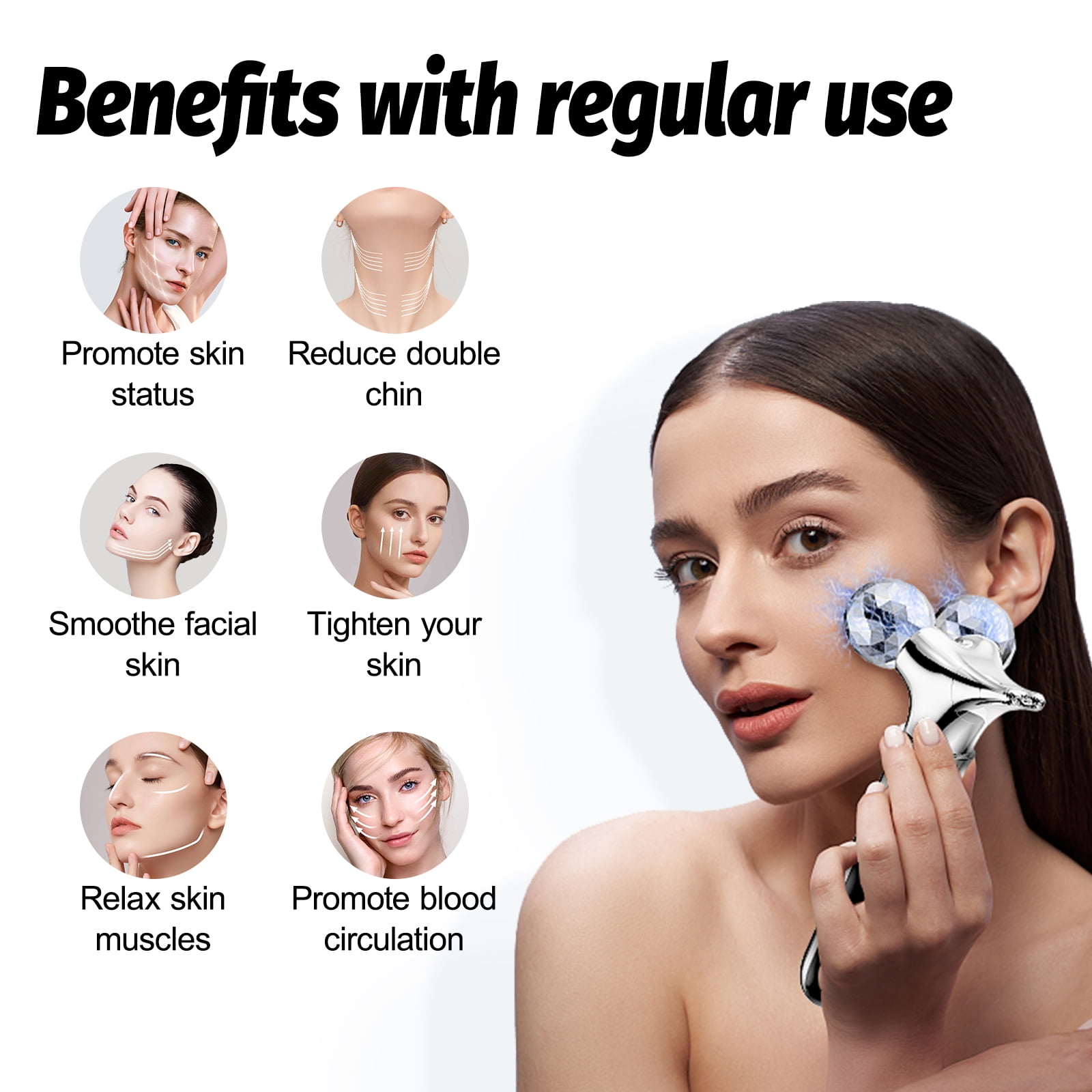 ボディ・フェイスケア Microcurrent Face Lifting Roller EMS Face Lift Microcurrent Facial Massager Roller Anti