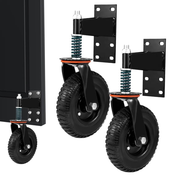 2 Pack 8 Inch Fence Wheels, Heavy Duty Fence Gate Wheels For Metal Tube Gate And Wooden Gate, 600lb Capacity, 360 Degree Rotation Spring Shock Absorbing Caster Wheel With Screws And Wrenches