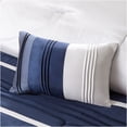 thumbnail image 6 of JERFIT Queen Size 7-Piece Navy Comforter Set - All-Season Luxury Bedding Collection with Faux Silk & Decorative Pillows, 6 of 7